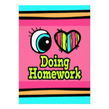 Bright Eye Heart I Love Doing Homework Personalised Invite