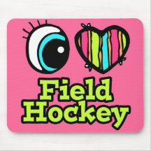 Bright Eye Heart I Love Field Hockey Mouse Mat