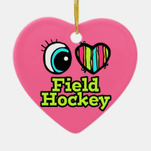 Bright Eye Heart I Love Field Hockey Christmas Ornament