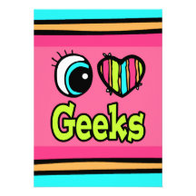 Bright Eye Heart I Love Geeks Custom Invites