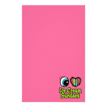 Bright Eye Heart I Love Ice Cream Sundaes Personalized Stationery