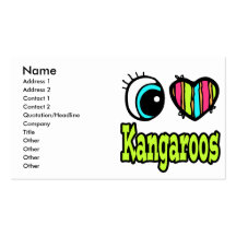 Bright Eye Heart I Love Kangaroos Business Cards