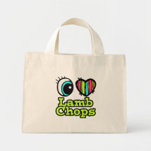 Bright Eye Heart I Love Lamb Chops Canvas Bags