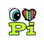 Bright Eye Heart I Love Pi Postcards