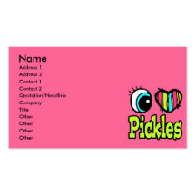 Bright Eye Heart I Love Pickles Business Card Templates