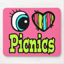 Bright Eye Heart I Love Picnics Mouse Mat