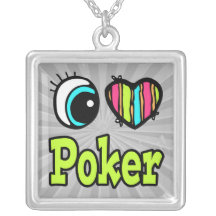 Bright Eye Heart I Love Poker Personalised Necklace