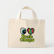Bright Eye Heart I Love Pork Chops Canvas Bags