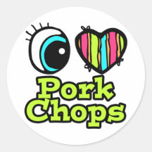 Bright Eye Heart I Love Pork Chops Sticker