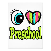 Bright Eye Heart I Love Preschool Personalized Invite