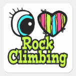 Bright Eye Heart I Love Rock Climbing Square Sticker