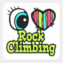 Bright Eye Heart I Love Rock Climbing Square Sticker