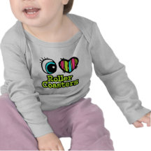 Bright Eye Heart I Love Roller Coasters Tee Shirts