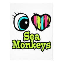 Bright Eye Heart I Love Sea Monkeys Invitation