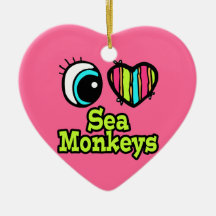 Bright Eye Heart I Love Sea Monkeys Christmas Tree Ornaments