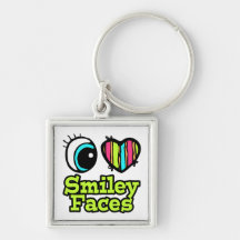 Bright Eye Heart I Love Smiley Faces Keychain