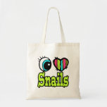 Bright Eye Heart I Love Snails Tote Bags