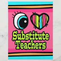 Bright Eye Heart I Love Substitute Teachers Custom Flyer