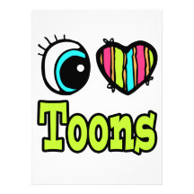 Bright Eye Heart I Love Toons Personalized Invitations