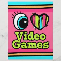 Bright Eye Heart I Love Video Games Full Color Flyer