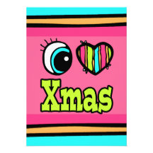 Bright Eye Heart I Love Xmas Personalised Announcements