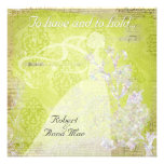 Bright Green Damask  Have and Hold Wedding Invite