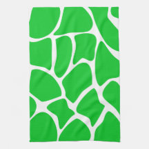 Bright Green Giraffe Print Pattern. Towels