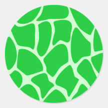 Bright Green Giraffe Print Pattern. Round Stickers