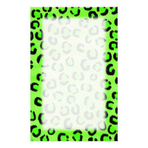 Bright Green Leopard Print Pattern. Customized Stationery
