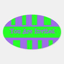 Bright Green Purple Striped Party Stickers