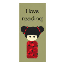 Bright Kokeshi Bookmark Rack Card Design