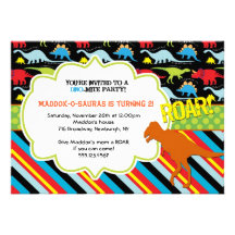 Bright Modern Dinosaur Birthday Party Invitation