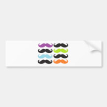 Bright Moustaches Bumper Stickers