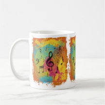Bright Music notes on explosion of colour Coffee Mugs