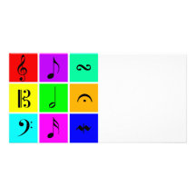 bright music symbols personalised photo card
