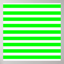 Bright Neon Lime Green and White Stripes Pattern Poster