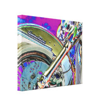 Bright Neon Motorcycle Art Stretched Canvas Prints