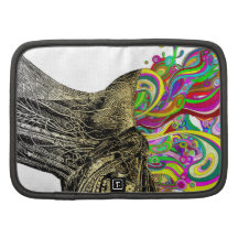Bright neon pink yellow abstract anatomical skull planners