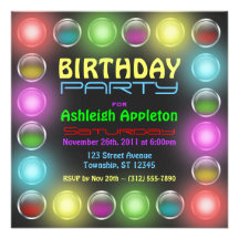 Bright Party Lights Birthday Invitations