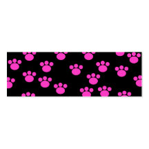 Bright Pink and Black Paw Print Pattern. Business Card Templates