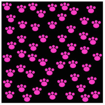 Bright Pink and Black Paw Print Pattern. Photo Cutouts
