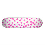 Bright Pink and White Paw Print Pattern. Skate Board Decks