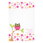 Bright Pink Baby Owl Custom Stationery