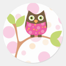Bright Pink Baby Owl Sticker