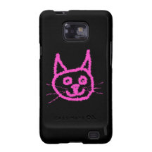 Bright Pink Cat on Black. Samsung Galaxy Cases