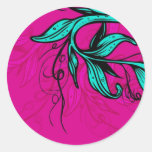 Bright Pink/Cyan Floral Sticker