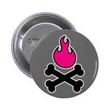 Bright Pink Flame and Crossbones