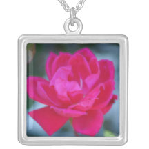 Bright pink rose painting pendant