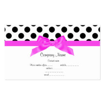 BRIGHT PINK & WHITE POLKA DOT BUSINESS CARD