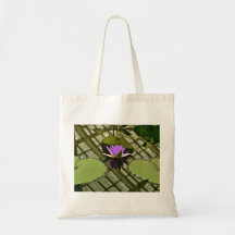 BRIGHT PURPLE WATER LILY TOTE BAG